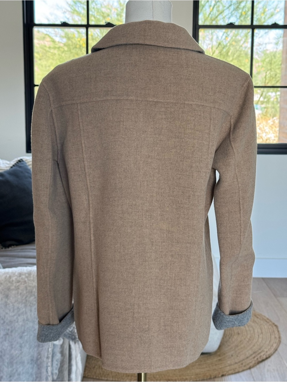 Pendleton Vintage Reversible Tan & Gray Merino Wool Button Up Sweater Jacket - Picture 2 of 7